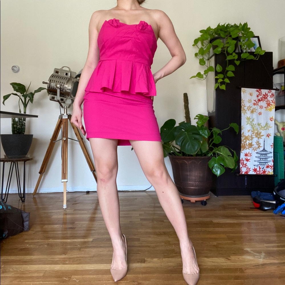 Urban Outfitters Peplum Fuchsia Pink Dress
